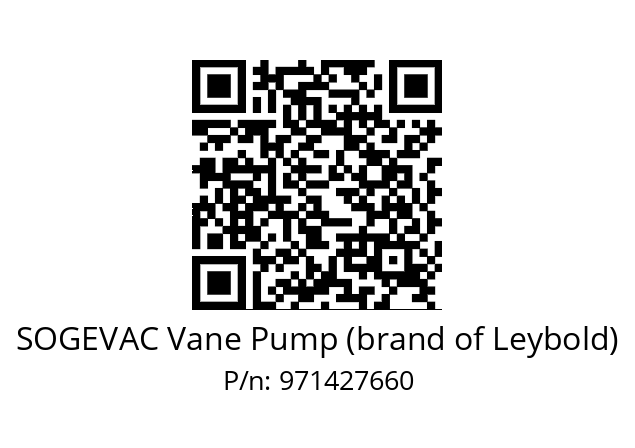   SOGEVAC Vane Pump (brand of Leybold) 971427660