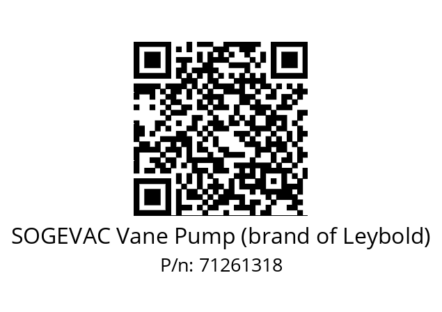   SOGEVAC Vane Pump (brand of Leybold) 71261318