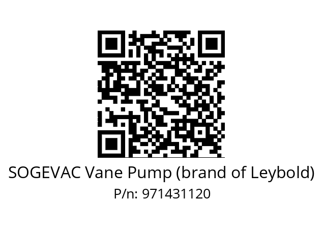   SOGEVAC Vane Pump (brand of Leybold) 971431120