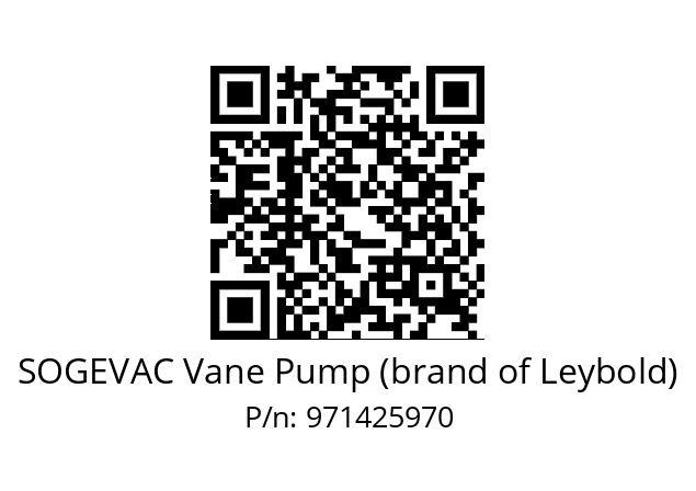   SOGEVAC Vane Pump (brand of Leybold) 971425970