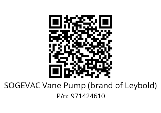   SOGEVAC Vane Pump (brand of Leybold) 971424610