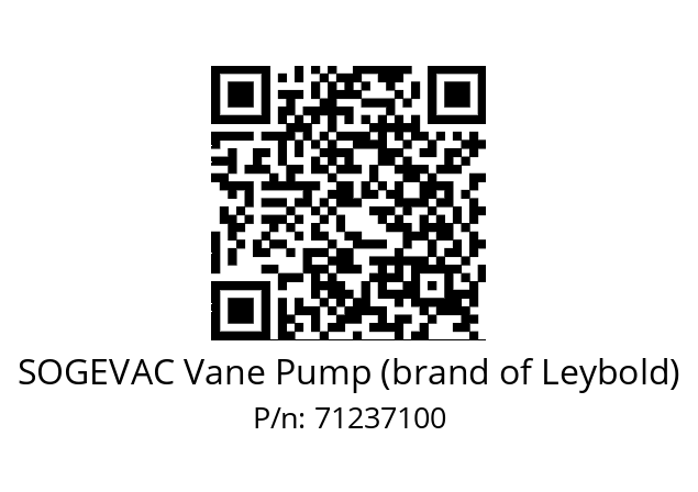   SOGEVAC Vane Pump (brand of Leybold) 71237100