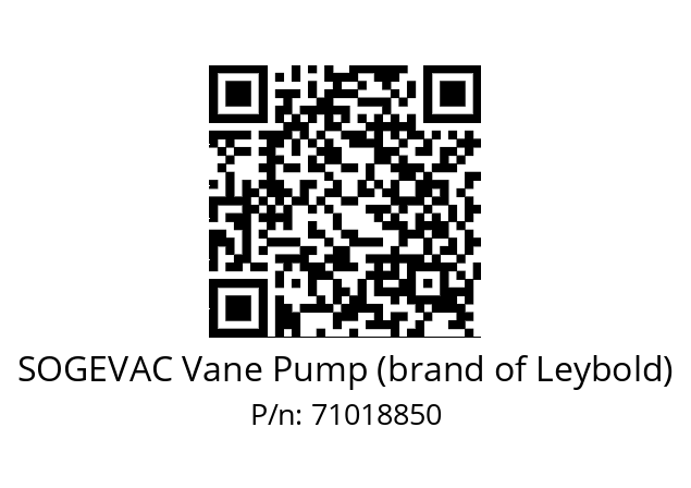   SOGEVAC Vane Pump (brand of Leybold) 71018850