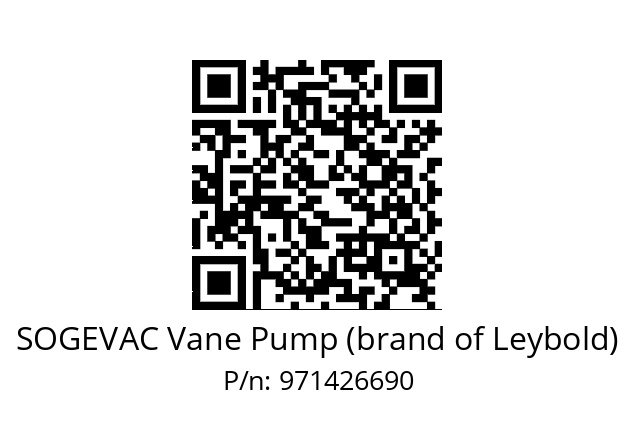   SOGEVAC Vane Pump (brand of Leybold) 971426690