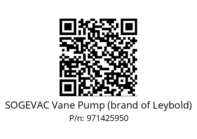   SOGEVAC Vane Pump (brand of Leybold) 971425950