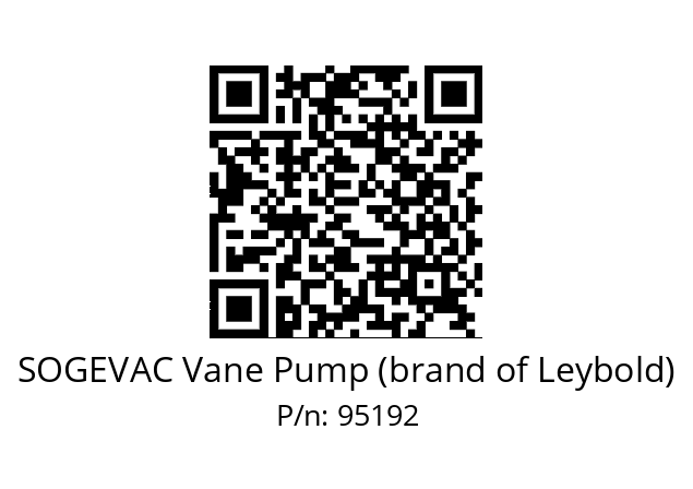   SOGEVAC Vane Pump (brand of Leybold) 95192