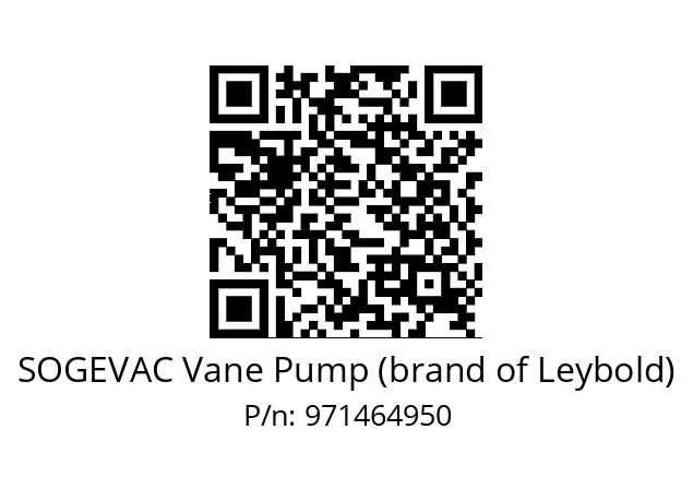   SOGEVAC Vane Pump (brand of Leybold) 971464950