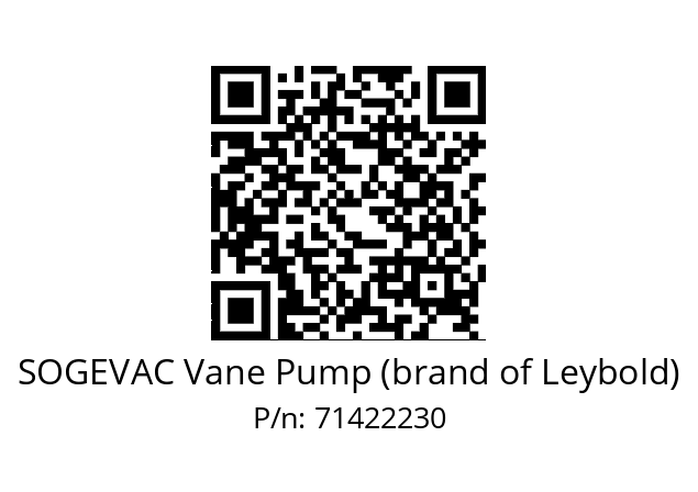   SOGEVAC Vane Pump (brand of Leybold) 71422230