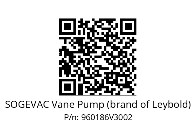   SOGEVAC Vane Pump (brand of Leybold) 960186V3002