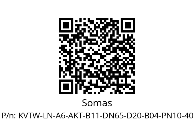   Somas KVTW-LN-A6-AKT-B11-DN65-D20-B04-PN10-40