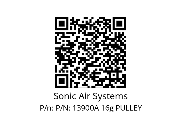   Sonic Air Systems P/N: 13900A 16g PULLEY