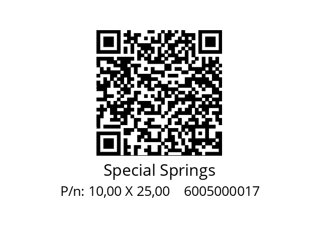   Special Springs 10,00 X 25,00    6005000017