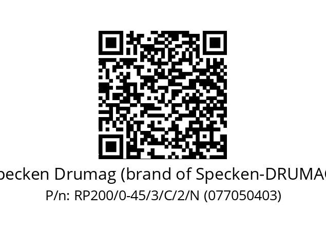   Specken Drumag (brand of Specken-DRUMAG) RP200/0-45/3/C/2/N (077050403)