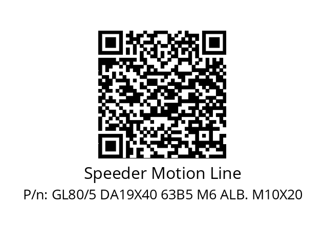   Speeder Motion Line GL80/5 DA19X40 63B5 M6 ALB. M10X20