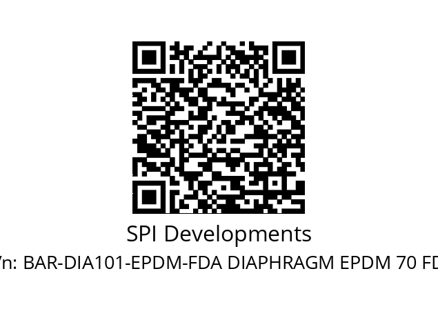   SPI Developments BAR-DIA101-EPDM-FDA DIAPHRAGM EPDM 70 FDA