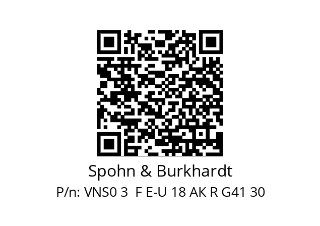   Spohn & Burkhardt VNS0 3  F E-U 18 AК R G41 30