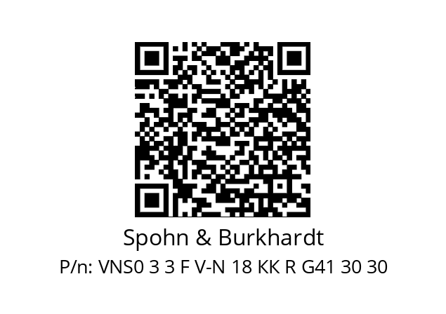   Spohn & Burkhardt VNS0 3 3 F V-N 18 КК R G41 30 30