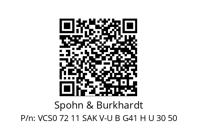   Spohn & Burkhardt VCS0 72 11 SAK V-U B G41 H U 30 50