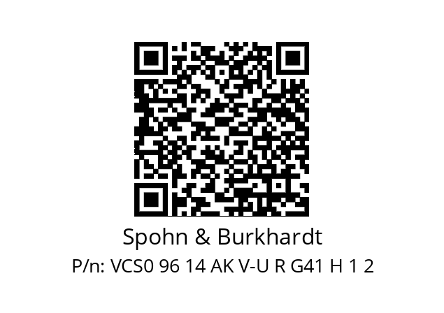   Spohn & Burkhardt VCS0 96 14 AK V-U R G41 H 1 2