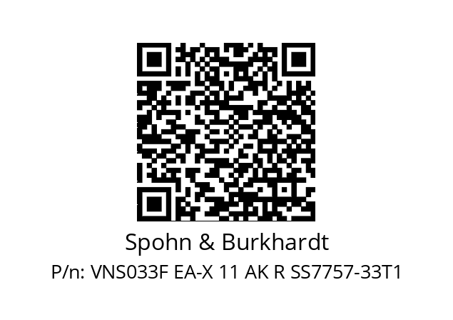   Spohn & Burkhardt VNS033F EA-X 11 AK R SS7757-33T1