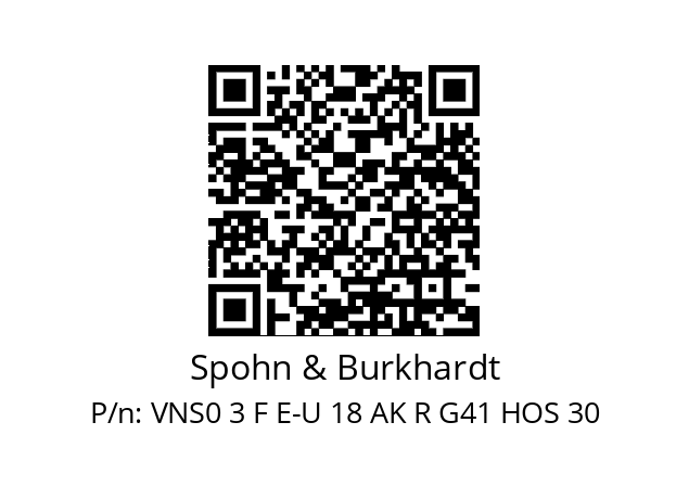   Spohn & Burkhardt VNS0 3 F E-U 18 AK R G41 HOS 30