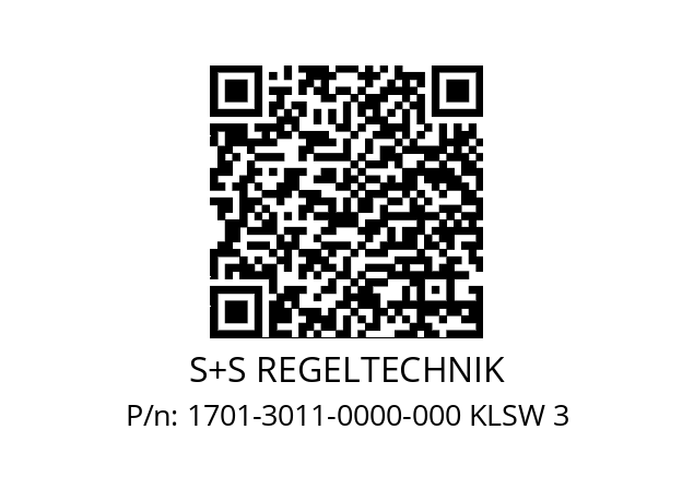   S+S REGELTECHNIK 1701-3011-0000-000 KLSW 3