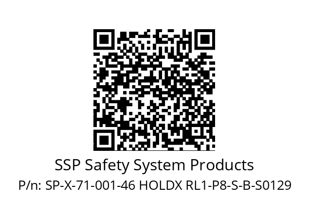   SSP Safety System Products SP-X-71-001-46 HOLDX RL1-P8-S-B-S0129