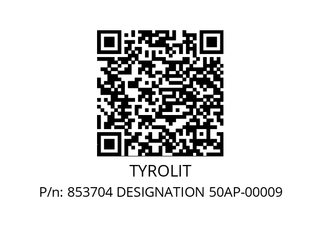   TYROLIT 853704 DESIGNATION 50AP-00009