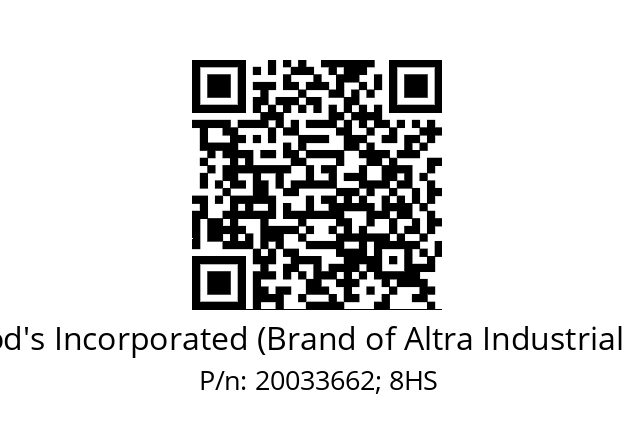   TB Wood's Incorporated (Brand of Altra Industrial Motion) 20033662; 8HS