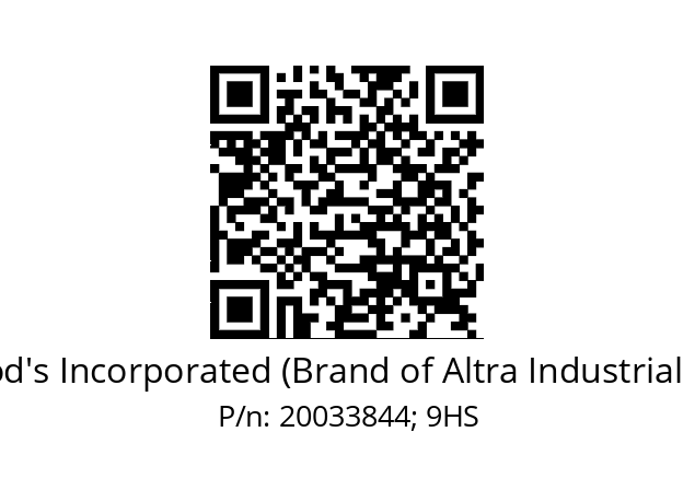   TB Wood's Incorporated (Brand of Altra Industrial Motion) 20033844; 9HS