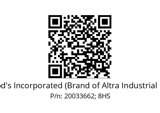   TB Wood's Incorporated (Brand of Altra Industrial Motion) 20033662; 8HS