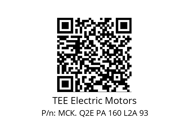   TEE Electric Motors МСК. Q2E PA 160 L2A 93