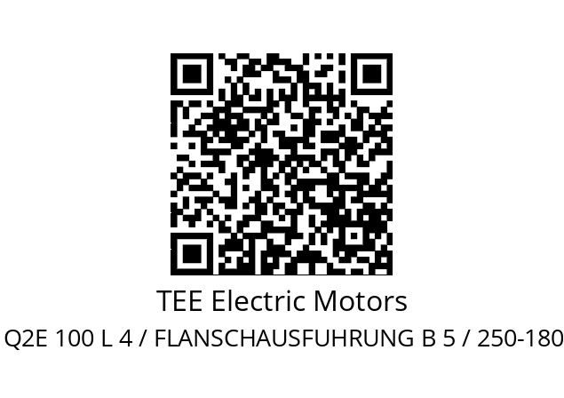   TEE Electric Motors Q2E 100 L 4 / FLANSCHAUSFUHRUNG B 5 / 250-180-215