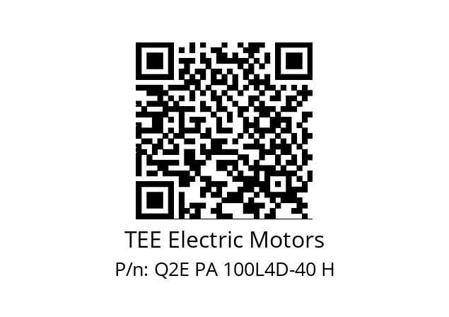   TEE Electric Motors Q2E PA 100L4D-40 H