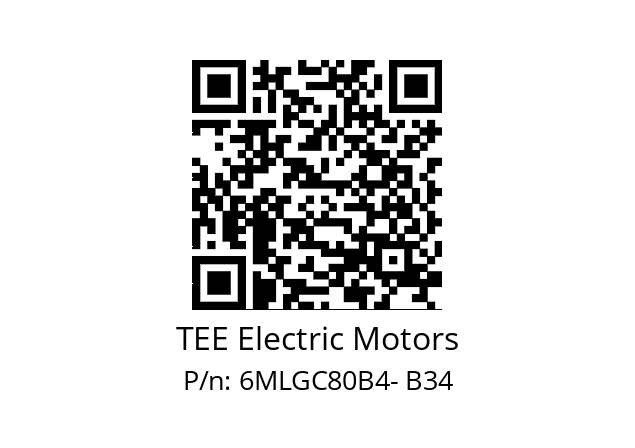   TEE Electric Motors 6MLGC80B4- B34