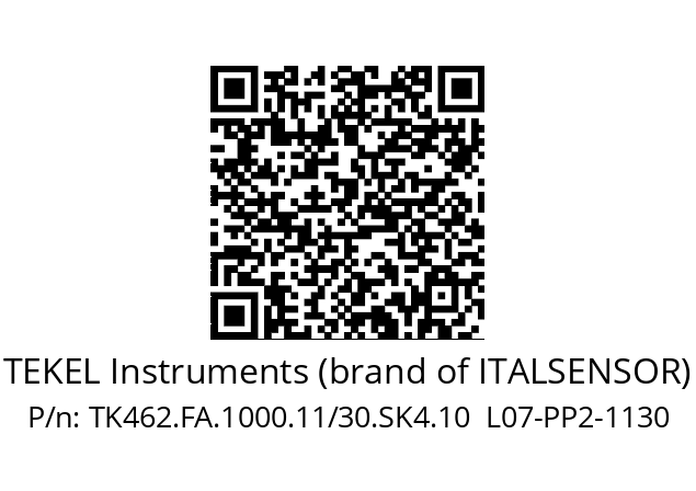   TEKEL Instruments (brand of ITALSENSOR) TK462.FA.1000.11/30.SK4.10  L07-PP2-1130