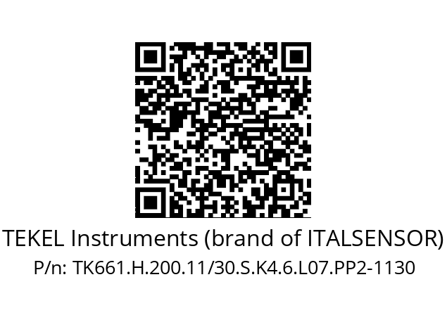   TEKEL Instruments (brand of ITALSENSOR) TK661.H.200.11/30.S.K4.6.L07.PP2-1130