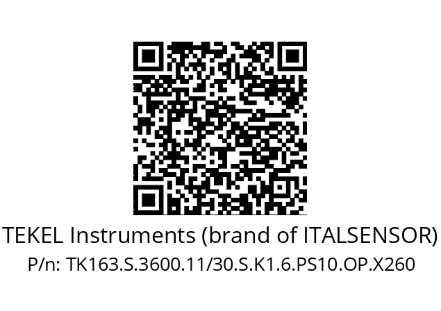   TEKEL Instruments (brand of ITALSENSOR) TK163.S.3600.11/30.S.K1.6.PS10.OP.X260