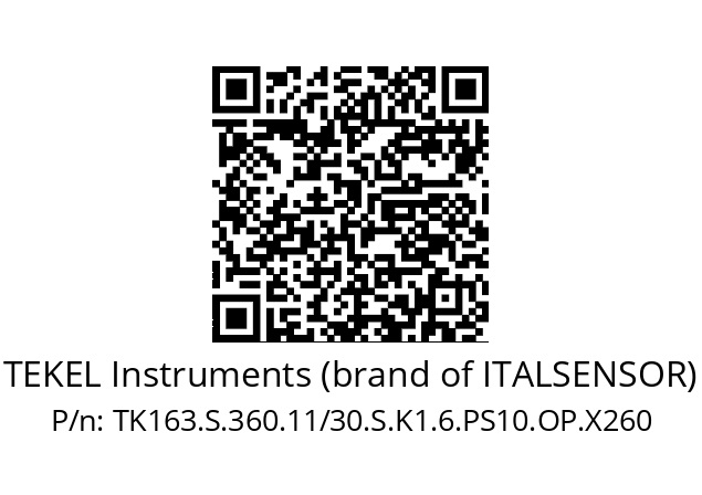   TEKEL Instruments (brand of ITALSENSOR) TK163.S.360.11/30.S.K1.6.PS10.OP.X260