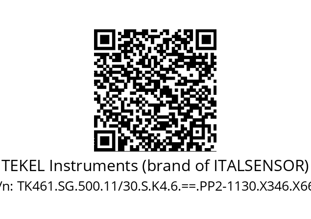   TEKEL Instruments (brand of ITALSENSOR) TK461.SG.500.11/30.S.K4.6.==.PP2-1130.X346.X661