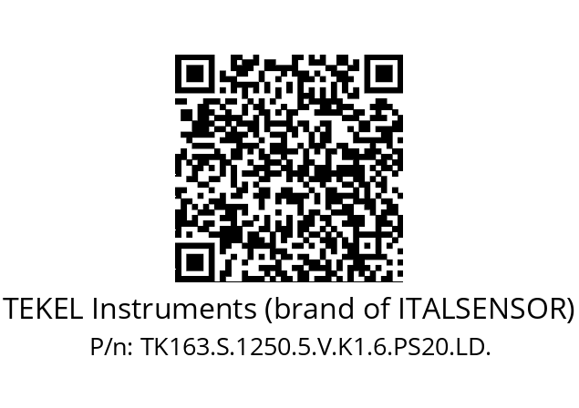   TEKEL Instruments (brand of ITALSENSOR) TK163.S.1250.5.V.K1.6.PS20.LD.