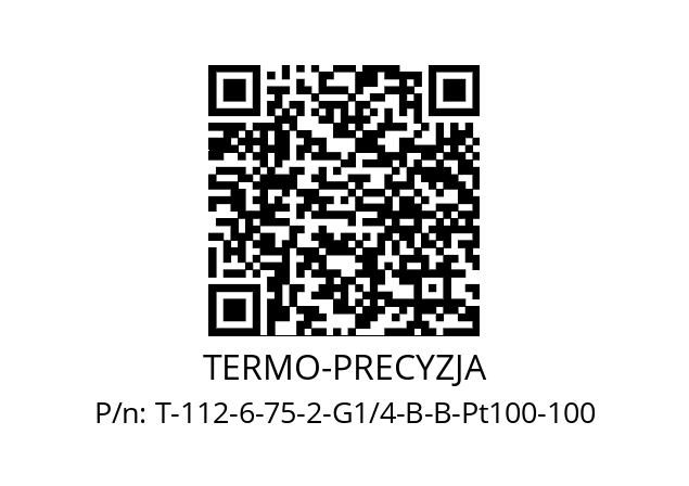   TERMO-PRECYZJA T-112-6-75-2-G1/4-B-B-Pt100-100