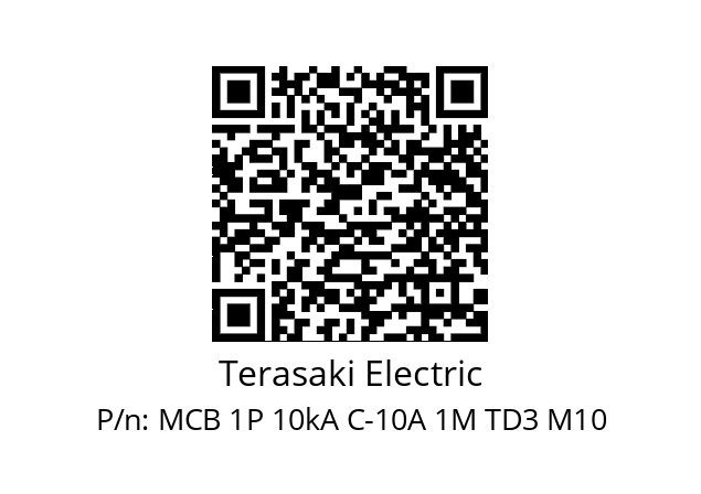   Terasaki Electric MCB 1P 10kA C-10A 1M TD3 M10