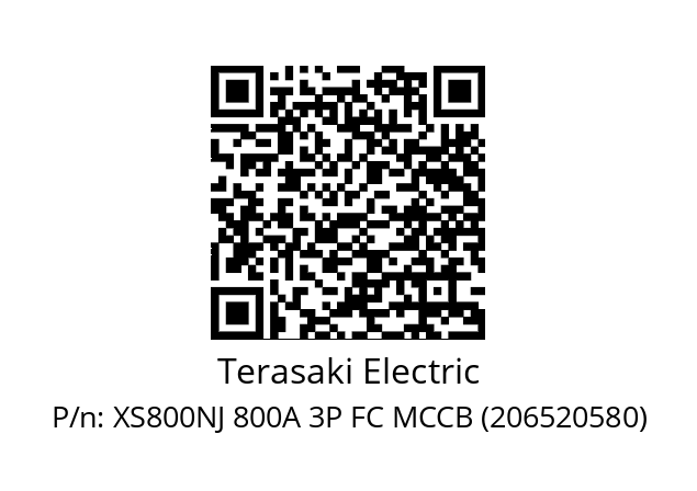   Terasaki Electric XS800NJ 800A 3P FC MCCB (206520580)