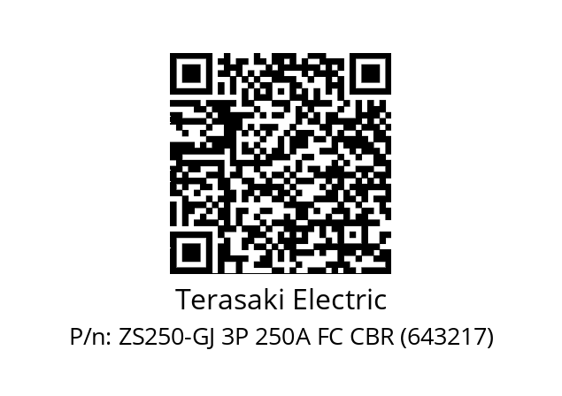   Terasaki Electric ZS250-GJ 3P 250A FC CBR (643217)