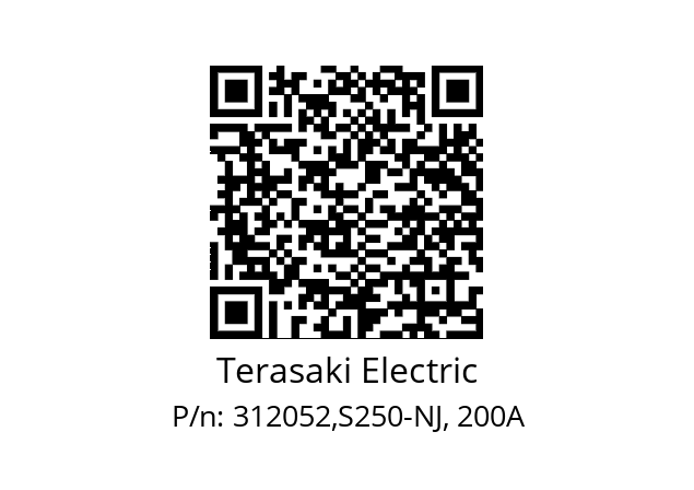   Terasaki Electric 312052,S250-NJ, 200A