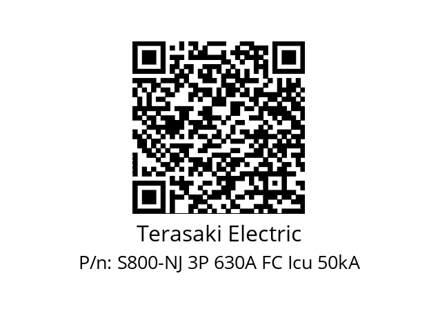   Terasaki Electric S800-NJ 3P 630A FC Icu 50kA