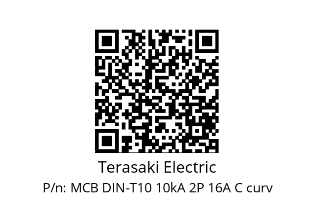   Terasaki Electric MCB DIN-T10 10kA 2P 16A C curv