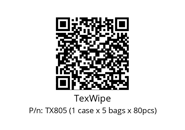   TexWipe TX805 (1 case x 5 bags x 80pcs)