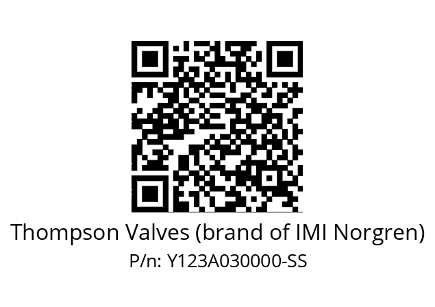   Thompson Valves (brand of IMI Norgren) Y123A030000-SS